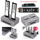 双盘位M.2 NVME固态硬盘克隆USB3.2 Type C NVME扩展坞M.2 M.3 NVME PCI-E外置硬盘盒适用于M2固态硬盘M Key固态硬盘