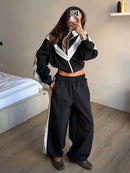The Meridian Set | Cropped Zip Jacket and Wide Leg Trouser Set