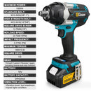 Gisam 1800N.M Torque Brushless Electric Impact Wrench 1/2 inch Screwdriver Cordless Wrench Power Tool For Makita 18V Battery Pin
