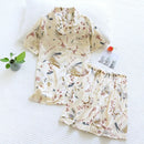 Summer new ladies pajamas suit viscose buckle comfortable man-made cotton short-sleeved shorts two-piece home service set women
