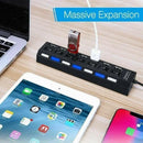 USB集线器7合1适配器多端口使用电源适配器扩展器USB 2.0电脑配件切换USB用于PC USB端口笔记本电脑