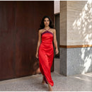  Women Sexy Color Blocking Halter Maxi Dresses Elegant Backless Off shoulder Sleeveless Slim Gowns 2026 New Lady Party Vestidos