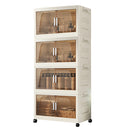 3/4-layer Stackable Storage Bins Storage Box with Lid Collapsible Storage Cabinet Organizers with Wheels for Shoes Home Office