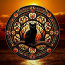 Black Cat In Moonlight Stained Window Hanging Sun Catcher Sunshade Cat Lover Sign Gift For Family Home Outdoor Indoor Yard Decor