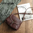 Johnature Retro Genuine Leather Women Summer Small Bag 2026 New Simple Leisure Nature Cowhide Female Shoulder & Crossbody Bags