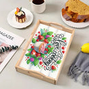 木质动物花卉5D DIY钻石画托盘带手柄 DIY钻石画食物托盘套装适用于咖啡桌