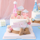 Pink Blue Bear Cake Topper Baby Shower Boy Girl Birthday Party Cake Decor Adult Birthday Gifts Wedding Cake Decorating Baking