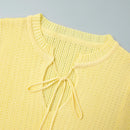 TARUXY Short Sleeve Knitted Long Dress Female Slim Hollow Retro Elegant Sweater Dress 2025 Summer New High Waist Women‘s Dress
