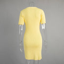 TARUXY Short Sleeve Knitted Long Dress Female Slim Hollow Retro Elegant Sweater Dress 2025 Summer New High Waist Women‘s Dress