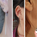 INZATT 925 Sterling Silver 6.3cm Long Tassel Chain Sticker Bar Dangle Drop Earrings For Women Fashion Jewelry Wedding Gift
