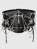 HERSHINE Women's Fashion Cross Chain Elastic Wide Belt, Y2K Gothic, Punk, Harajuku, Rock, Hip Hop Accessories，spring，summer