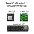 双盘位M.2 NVME固态硬盘克隆USB3.2 Type C NVME扩展坞M.2 M.3 NVME PCI-E外置硬盘盒适用于M2固态硬盘M Key固态硬盘