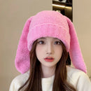 Winter Thicken Lambhair ski mask beanie hat for women adventure time Balaclava Spicy Girl Style Hat 3D Rabbit Ear Girlfriend hat