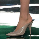 2025 Women's Summer New High Heel Sandals, Pointed Sexy Party Banquet, European and American Large Hollow Sandals