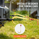 SucceBuy G80 V Towing Bridle Chain Towing with 15" J & Grab Hooks Transport Tow Chain Bridle for Flatbed Truck Wrecker Recovery