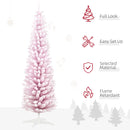 6' Snow Flocked Artificial Christmas Tree Pencil Xmas Tree W/ Branch Tips Pink