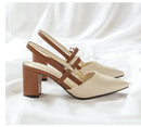 Shoes for Pumps Summer Elegant Chunky High Heels Pointed Toe Baotou Solid Ladies Shoes  Female Sandals Zapatillas Mujer 2024