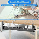 Under Desk Cable Management Tray Retractable Black, No Drill Clamp-On Cord Organizer Rack, Adjustable 31-55cm Carbon Steel Wire Storage Holder for Office Home, Large Capacity Cable Tray for Power Strips, Easy Assemble, Durabl