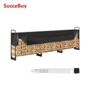 SucceBuy 12.7FT Outdoor Firewood Rack with Cover Heavy Duty Firewood Holder & 600D Oxford Waterproof Cover for Fireplace Patio