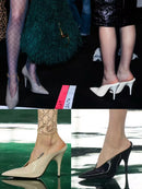 2025 Women's Summer New High Heel Sandals, Pointed Sexy Party Banquet, European and American Large Hollow Sandals