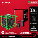 YEVOLT 激光水平仪 绿光 4平面 16线 自动安平 360° 3D 贴地水平与垂直瓷砖测量工具