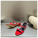 2025 Women's Summer New Fashion Square Toe Simple Solid Color Slippers Outdoor Peep Toe Casual Banquet Party Women Sandals Mujer