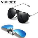 VIVIBEE镜面蓝男士偏光夹片太阳镜 夜间驾驶防紫外线UV400灰色镜片近视钓鱼夹片