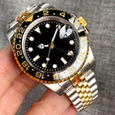 Tandorio Yellow Gold NH34AA GMT Mechanical Men Watch 24 hours Gold Ceramic Insert 20bar Waterproof Luxury Diver Clock Rejor 40mm