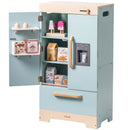 Robotime Robud Play Kitchen Fridge Refrigerator with Ice Dispenser Wooden Kids Play Kitchen Playset Toy for Ages 3+Blue