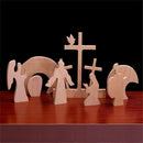 Easter Jesus Resurrection Scene Wood Cross Decoration Ornaments Set For Home Easter Decorations For Home, Easter Table Decor