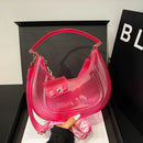 Fashion Half Moon Shoulder Bag For Women 2025 Summer Waterproof PVC Transparent Crossbody Bag 8 Colors Jelly Mobile Phone Purse