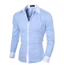 Men Long Sleeve Shirt 2025 Spring Striped Shirts Slim Fit Male Casual Social Patchwork Shirt Turn-down Collar Camisa Masculina