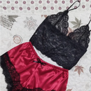 Pajama Sets Women Lace Silk Sleepwear Sexy Lingerie Crop Tops and Shorts Babydoll Nightwear Loungewear Pijamas