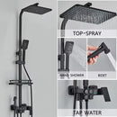4-Function Button Digital Display Shower Faucet Set Chrome Rain Shower Column Constant Temperature Shower Wall Mounted