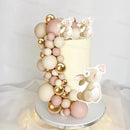 1Set Bunny Cream Gold Balls Cake Toppers Butterfly Rabbit Birthday Cake Decorations Bear Birthday Baby Shower Cupcake Topper