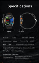 New Outdoor 10ATM Waterproof Swim Smart Watch Men GPS Compass Flashlight 540mAh Large Battery Bluetooth Call Sport HD Smartwatch