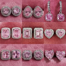2026 Pink Silver Color Zircon Stud Earrings For Women Earing Girl Party Gift 1 dollar items Gothic freeshipping y2k Jewelry Z7