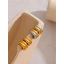 Yhpup New Minimalist Gold Silver Double Color Stainless Steel Thick Charm Stud Earrings Tarnish Free Fashion Temperament Jewelry