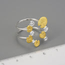 Lotus Fun Elegant Water Lily Leaves Double Layer Adjustable Rings for Women 925 Sterling Silver Luxury Designer Fine Jewelry