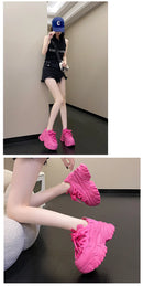 Women Platform Casual Breathable Mesh Shoes 2025 New Summer Chunky Sneakers 8.5CM Wedges Hidden Heels Hollow Leisure Shoes Woman