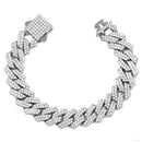 4Pcs Cuban Chain Bracelet for Women Men HipHop Bling Iced Out Chain Full Rhinestone Paved Chunky Metal Bracelet Set Jewelry Gift