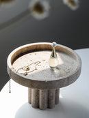 Luxury Marble Serving Tray with Legs, Decorative Travertine Dish for Coffee Table Decor, Stone Vanity Tray for Perfume Candles