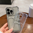 适用于 iPhone 15 14 13 12 11 Pro Max X XS XR 7 8 Plus 的透明卡槽包手机壳，透明钱包硅胶防震保护套