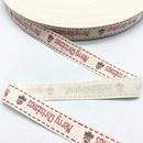New 5yards 15mm Christmas Printed Polyester Cotton Ribbon DIY Wedding Christmas Party Gift Wrapping Supplies
