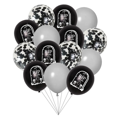 30件“告别二十几岁”生日装饰品，男女葬礼主题30岁生日派对用品，黑色纸屑气球