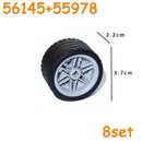 Car Truck Wheels Hub Bricks MOC Technical Tire Wheel Cross Hole Set Motorcycle Tyre & Rim Construction Building Blocks
