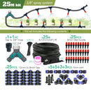 3M-25M 3/8”PE Hose Misting System DIY Adjustable Orange Nozzle Spray Cooling Kit for Greenhouse Garden Plants Fogging Watering