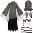 Sloosh Creations Child Unisex Grim Reaper Costume, Halloween Costume with Glowing Red Eyes for Kids Trick-or-Treating