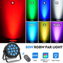 Fieryzeal 4件装80W RGBW PAR灯 DMX512控制平板舞台灯 14x6W 4合1 LED舞台效果灯 适用于DJ迪斯科酒吧音乐会