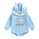 Adorable Baby Easter Bunny Hooded Romper with Long Sleeves and Embroidered Letter Detail for Infant Girls